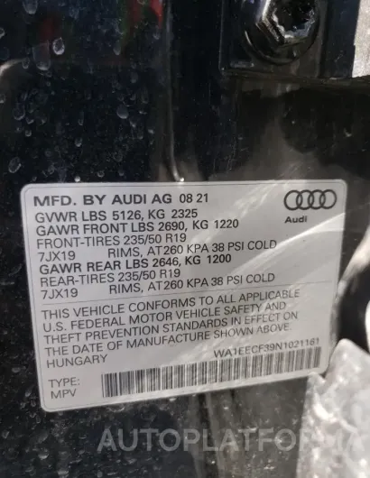 AUDI Q3 PREMIUM 2022 vin WA1EECF39N1021161 from auto auction Copart