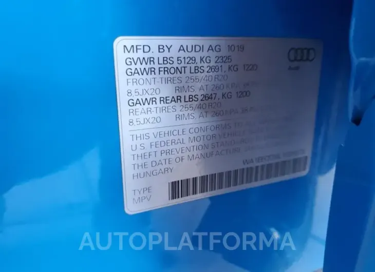 AUDI Q3 PREMIUM 2020 vin WA1EECF38L1029376 from auto auction Copart