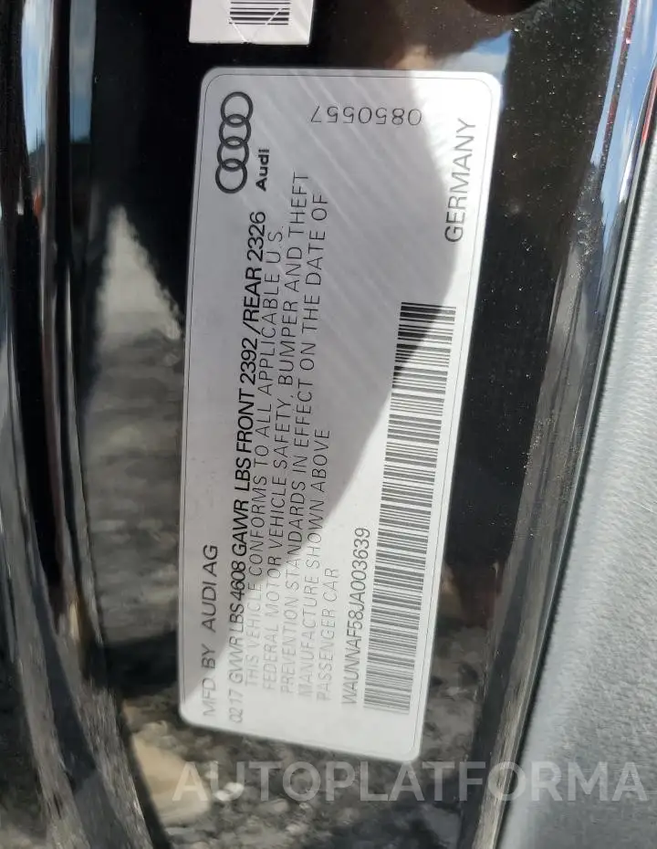 AUDI A5 PREMIUM 2018 vin WAUNNAF58JA003639 from auto auction Copart