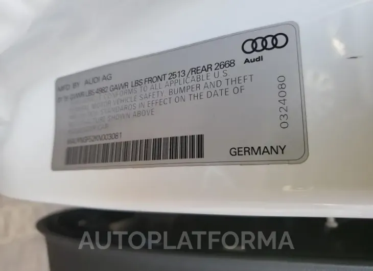 AUDI A5 PREMIUM 2019 vin WAUYNGF52KN003081 from auto auction Copart