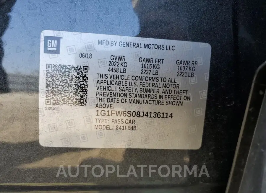 CHEVROLET BOLT EV LT 2018 vin 1G1FW6S08J4136114 from auto auction Copart