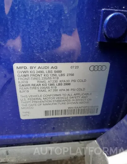 AUDI Q5 SPORTBA 2023 vin WA15AAFY6P2195665 from auto auction Copart