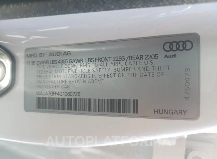 AUDI A3 PREMIUM 2016 vin WAUA7GFF4G1060725 from auto auction Copart