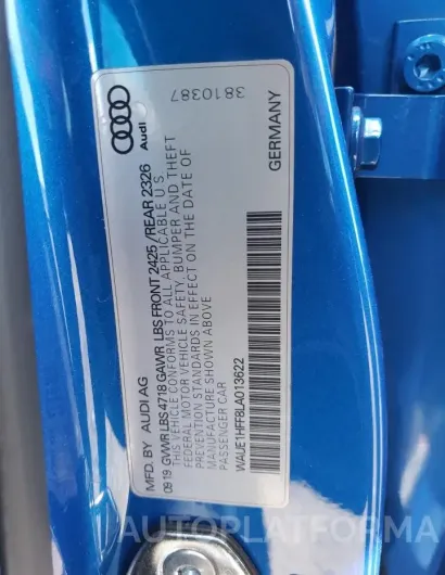 AUDI S3 PREMIUM 2020 vin WAUE1HFF8LA013622 from auto auction Copart