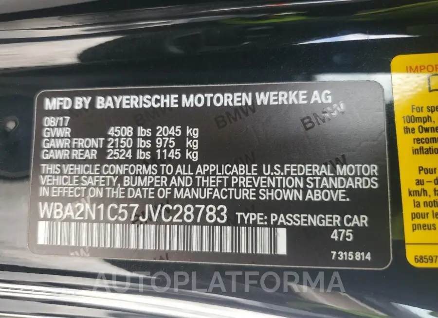 BMW M240I 2018 vin WBA2N1C57JVC28783 from auto auction Copart