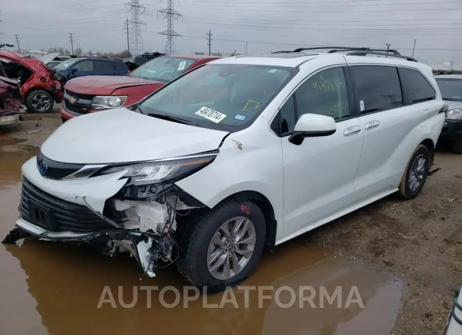 TOYOTA SIENNA XLE 2022 vin 5TDYRKEC3NS091521 from auto auction Copart