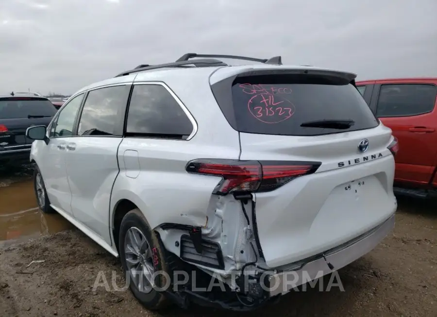 TOYOTA SIENNA XLE 2022 vin 5TDYRKEC3NS091521 from auto auction Copart