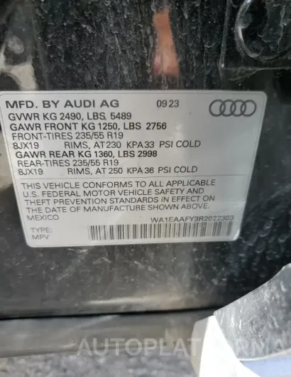 AUDI Q5 PREMIUM 2024 vin WA1EAAFY3R2022303 from auto auction Copart