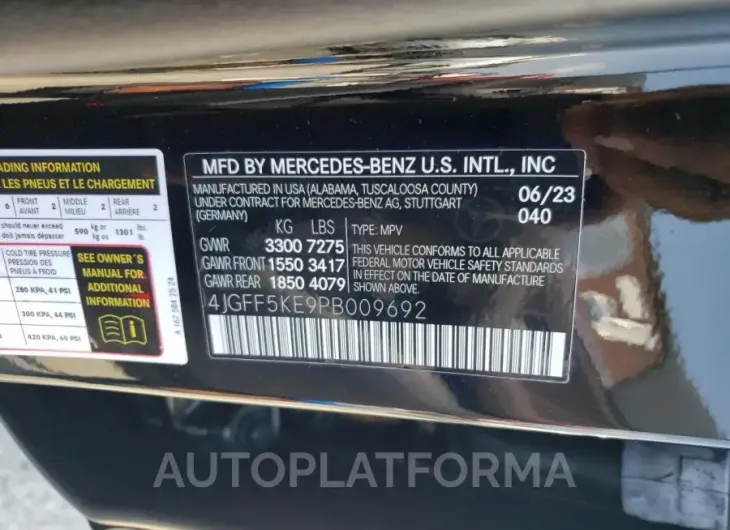 MERCEDES-BENZ GLS 450 4M 2023 vin 4JGFF5KE9PB009692 from auto auction Copart