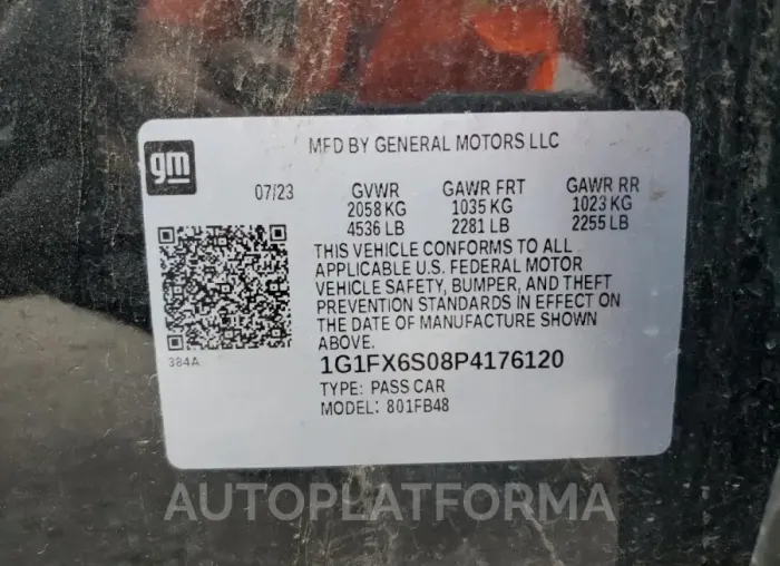 CHEVROLET BOLT EV 2L 2023 vin 1G1FX6S08P4176120 from auto auction Copart