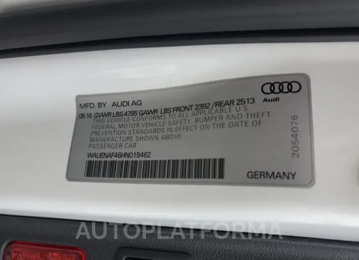 AUDI A4 PREMIUM 2017 vin WAUENAF46HN019462 from auto auction Copart