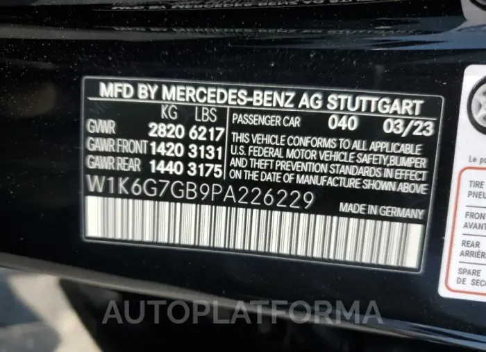 MERCEDES-BENZ S 580 4MAT 2023 vin W1K6G7GB9PA226229 from auto auction Copart