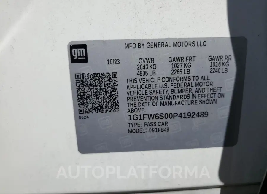 CHEVROLET BOLT EV 1L 2023 vin 1G1FW6S00P4192489 from auto auction Copart