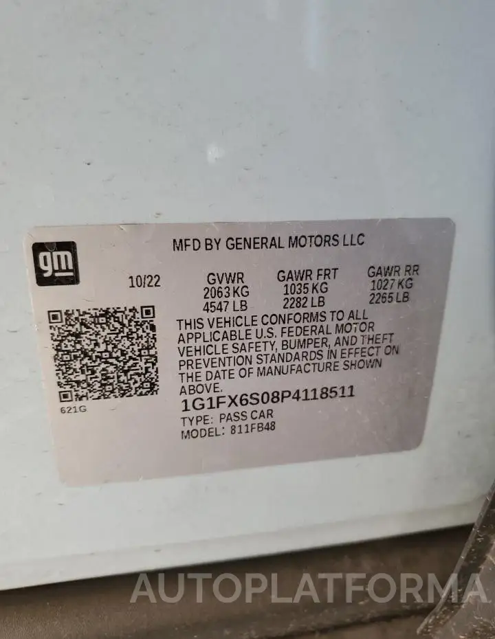 CHEVROLET BOLT EV 2L 2023 vin 1G1FX6S08P4118511 from auto auction Copart