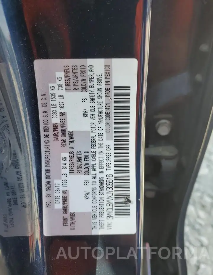 TOYOTA YARIS IA 2018 vin 3MYDLBYVXJY305616 from auto auction Copart