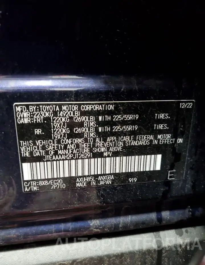 TOYOTA VENZA LE 2023 vin JTEAAAAH2PJ126291 from auto auction Copart