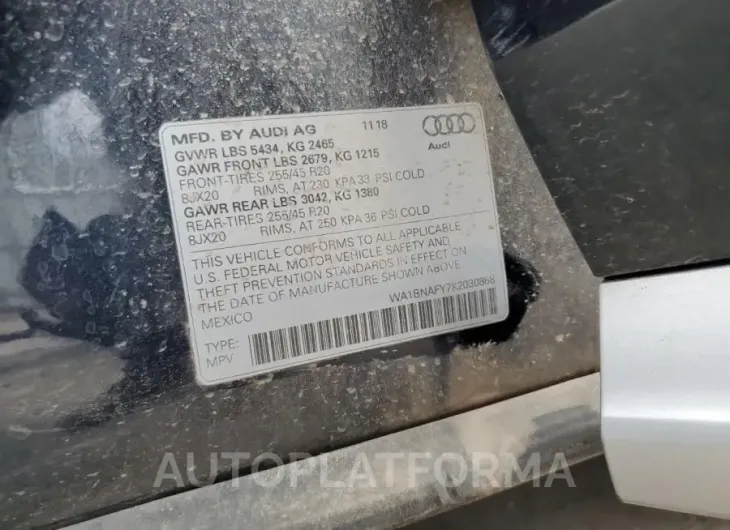 AUDI Q5 PREMIUM 2019 vin WA1BNAFY7K2030868 from auto auction Copart