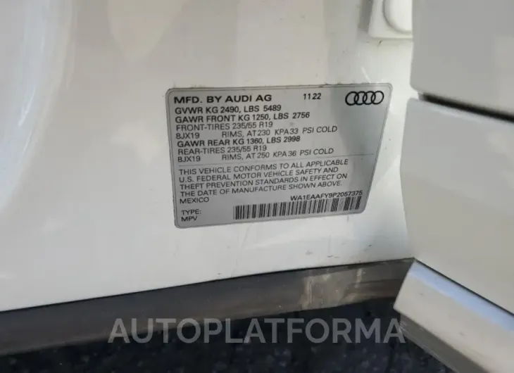 AUDI Q5 PREMIUM 2023 vin WA1EAAFY9P2057375 from auto auction Copart