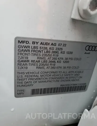 AUDI Q3 PREMIUM 2022 vin WA1EECF35N1150448 from auto auction Copart