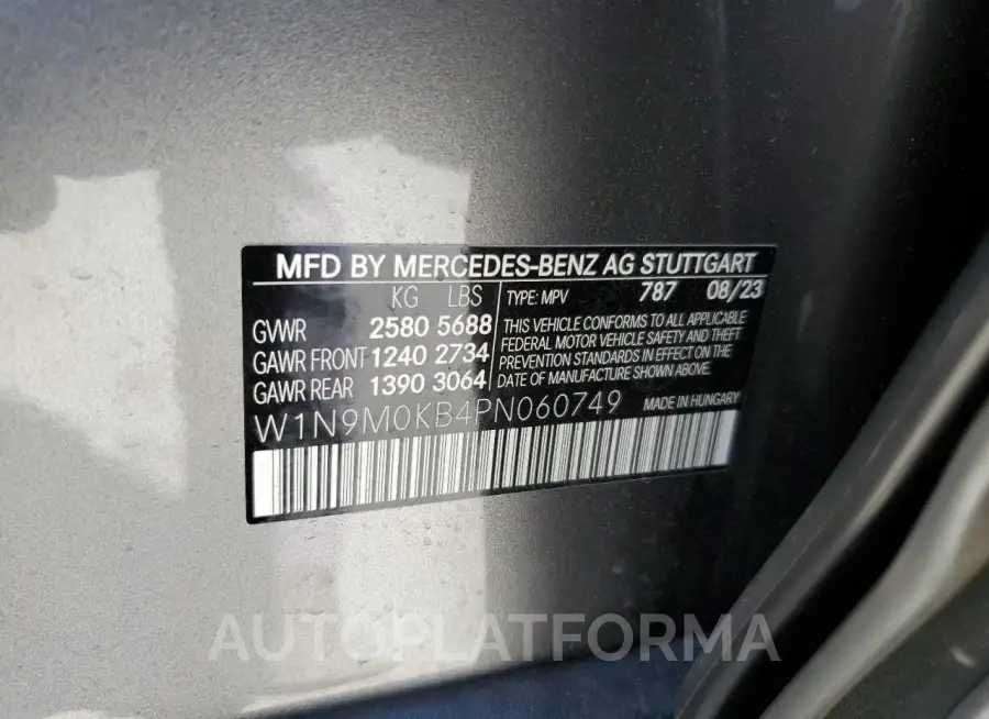 MERCEDES-BENZ EQB 300 4M 2023 vin W1N9M0KB4PN060749 from auto auction Copart