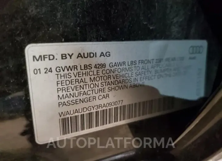 AUDI A3 PREMIUM 2024 vin WAUAUDGY3RA093077 from auto auction Copart