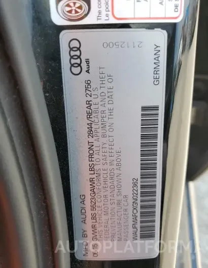 AUDI A6 PREMIUM 2016 vin WAUFMAFCXGN022362 from auto auction Copart