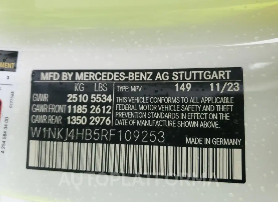 MERCEDES-BENZ GLC COUPE 2024 vin W1NKJ4HB5RF109253 from auto auction Copart