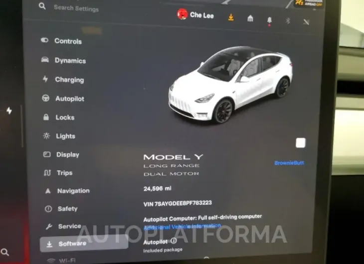 TESLA MODEL Y 2023 vin 7SAYGDEE8PF783223 from auto auction Copart