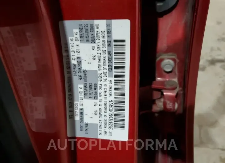 MAZDA 3 SELECT 2020 vin 3MZBPBCM9LM139539 from auto auction Copart