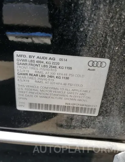 AUDI Q3 PRESTIG 2015 vin WA1GFCFS9FR001217 from auto auction Copart