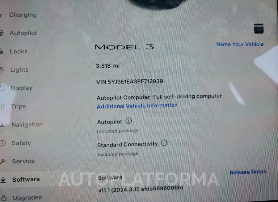 TESLA MODEL 3 2023 vin 5YJ3E1EA3PF712939 from auto auction Copart