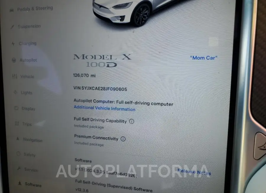 TESLA MODEL X 2018 vin 5YJXCAE28JF090605 from auto auction Copart