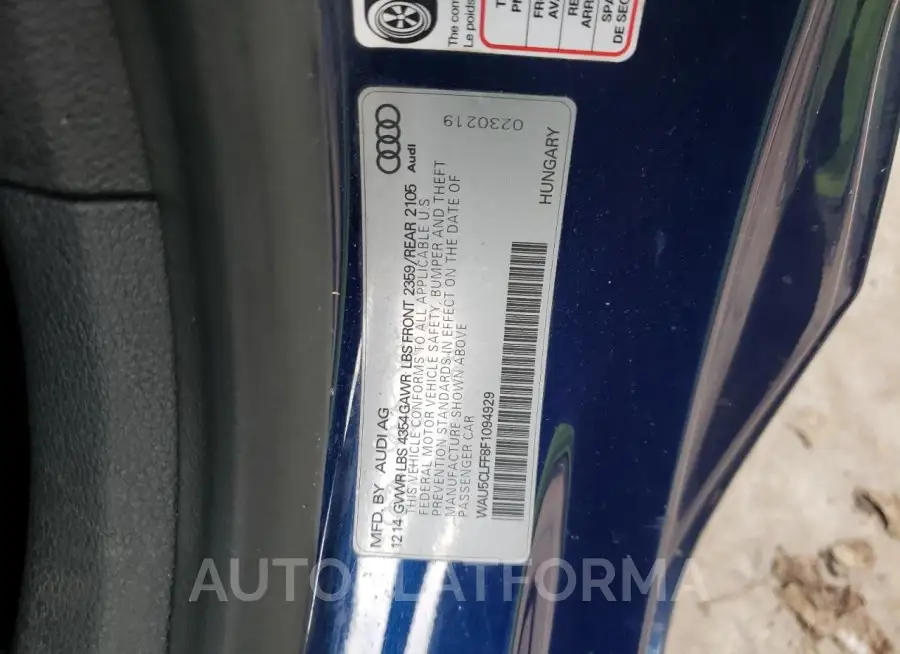 AUDI A3 PREMIUM 2015 vin WAU5CLFF8F1094929 from auto auction Copart