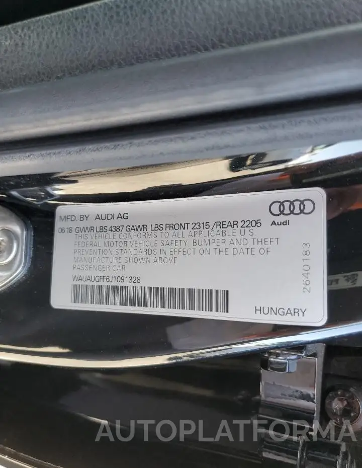 AUDI A3 PREMIUM 2018 vin WAUAUGFF6J1091328 from auto auction Copart