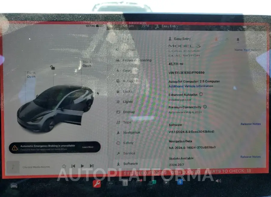 TESLA MODEL 3 2018 vin 5YJ3E1EB0JF110659 from auto auction Copart