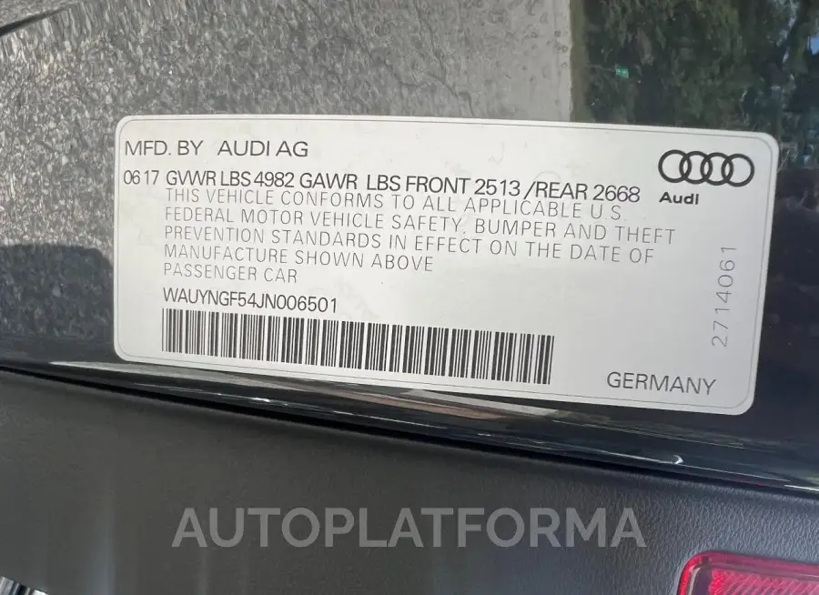 AUDI A5 PREMIUM 2018 vin WAUYNGF54JN006501 from auto auction Copart