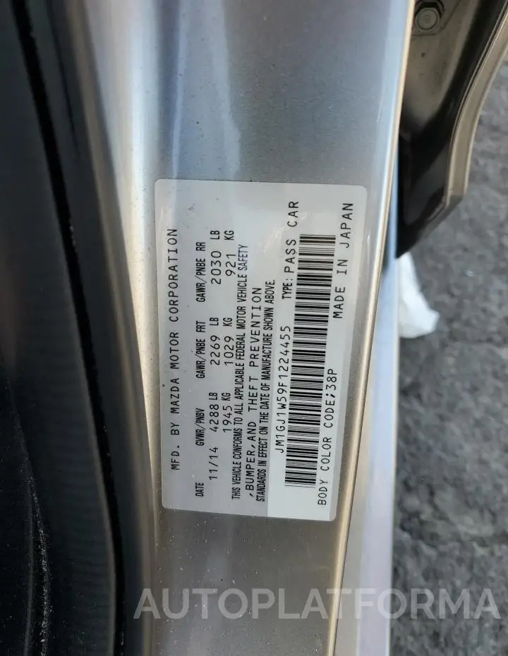 MAZDA 6 GRAND TO 2015 vin JM1GJ1W59F1224455 from auto auction Copart