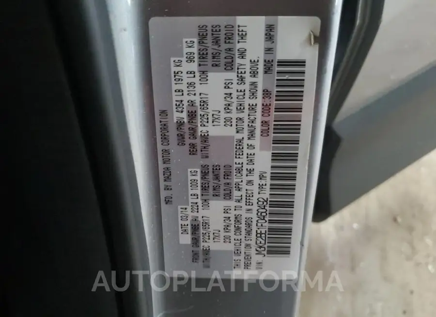 MAZDA cx-5 sport 2015 vin JM3KE2BE1F0460492 from auto auction Copart