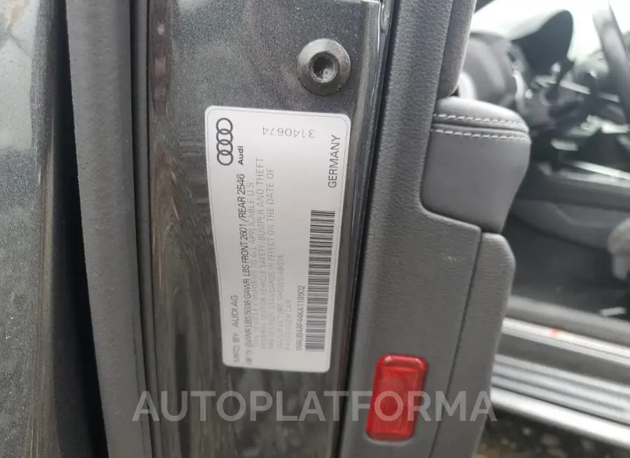 AUDI S4 PREMIUM 2019 vin WAUB4AF44KA118902 from auto auction Copart