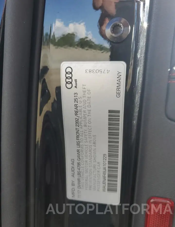 AUDI A4 PREMIUM 2018 vin WAUENAF49JA101229 from auto auction Copart