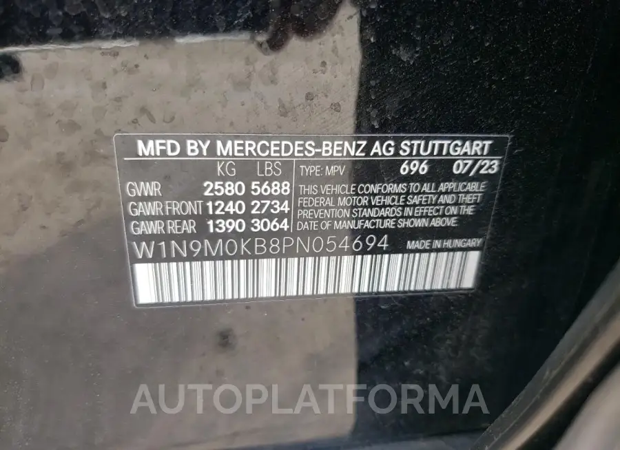 MERCEDES-BENZ EQB 300 4M 2023 vin W1N9M0KB8PN054694 from auto auction Copart