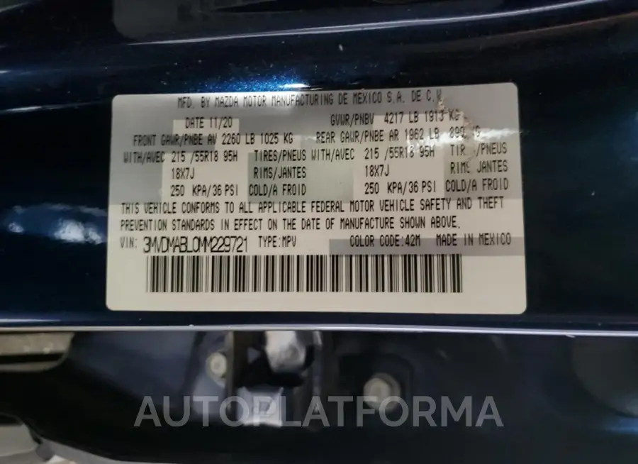 MAZDA CX-30 SELE 2021 vin 3MVDMABL0MM229721 from auto auction Copart