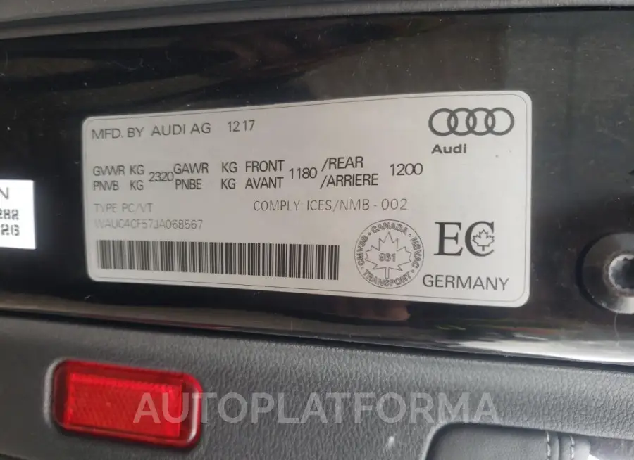 AUDI S5 PRESTIG 2018 vin WAUC4CF57JA068567 from auto auction Copart