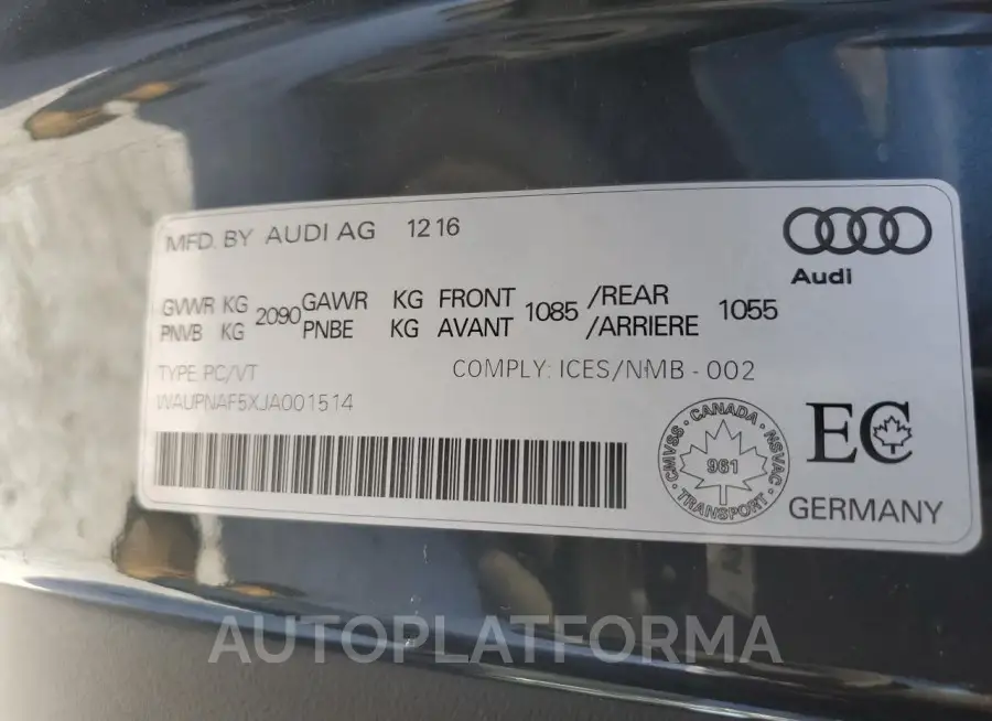 AUDI A5 PREMIUM 2018 vin WAUPNAF5XJA001514 from auto auction Copart