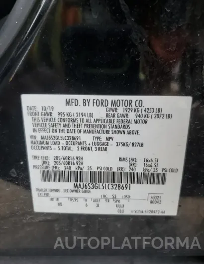 FORD ECOSPORT S 2020 vin MAJ6S3GL5LC328691 from auto auction Copart