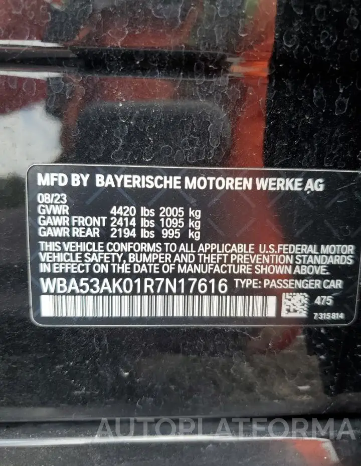 BMW 228I 2024 vin WBA53AK01R7N17616 from auto auction Copart