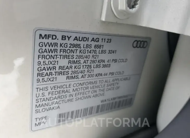 AUDI Q7 PREMIUM 2024 vin WA1LXBF78RD007111 from auto auction Copart