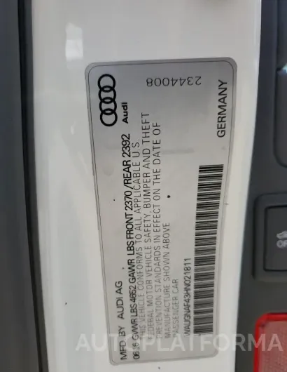 AUDI A4 PREMIUM 2017 vin WAUGNAF43HN021811 from auto auction Copart