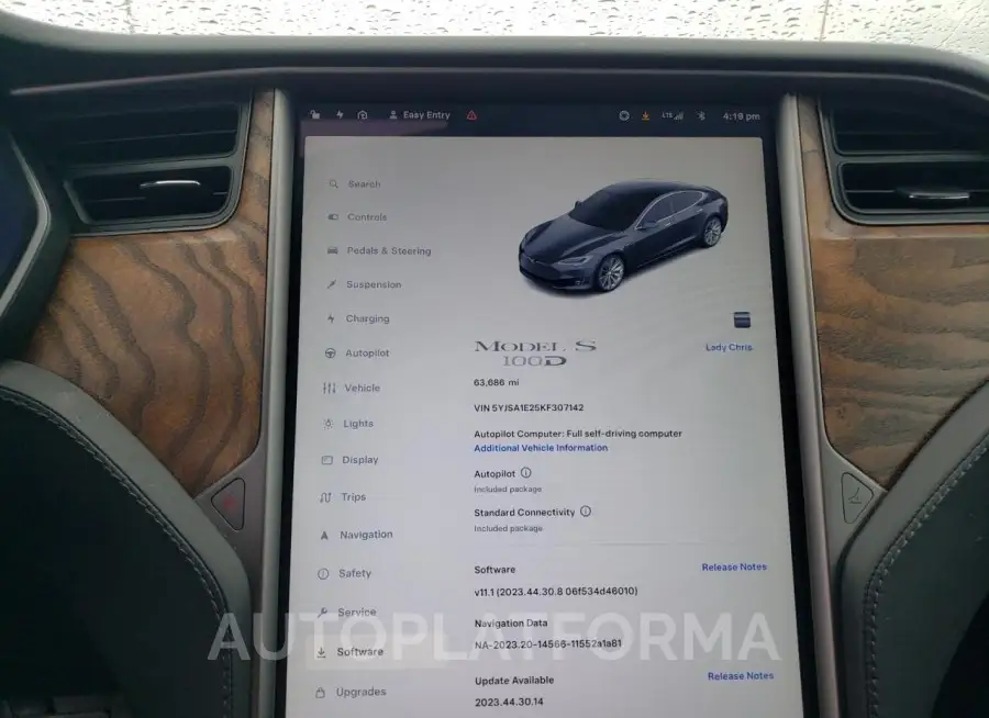 TESLA MODEL S 2019 vin 5YJSA1E25KF307142 from auto auction Copart