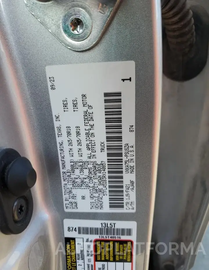 TOYOTA TUNDRA CRE 2024 vin 5TFLA5DB3RX140857 from auto auction Copart